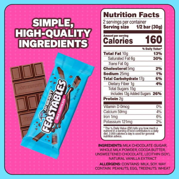 Mr. Beast Feastables Milk Chocolate Bar 60g - Image 2