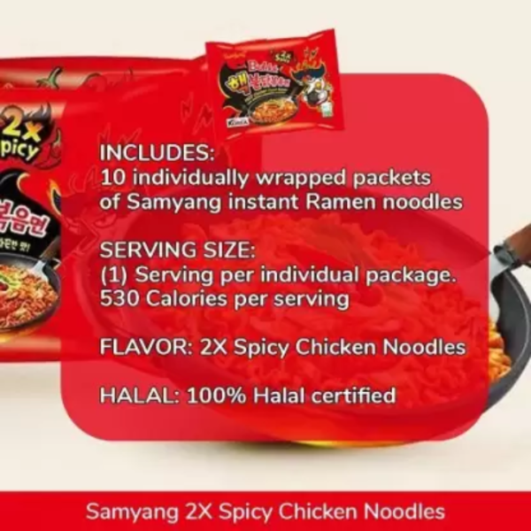 Samyang Buldak Spicy 2x Hot Chicken Ramen Soup 5 Pack - Korea - Image 2